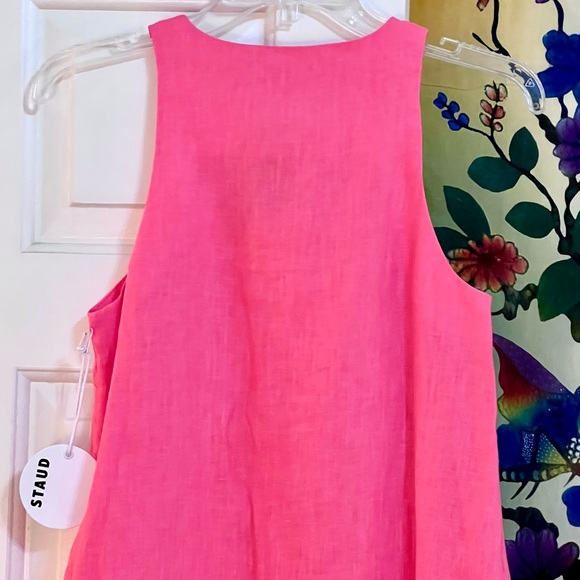 πΊπHPππΊ NWT Staud Allori Mini Dress Coral Paradise/Pearl Pink - Picture 14 of 16